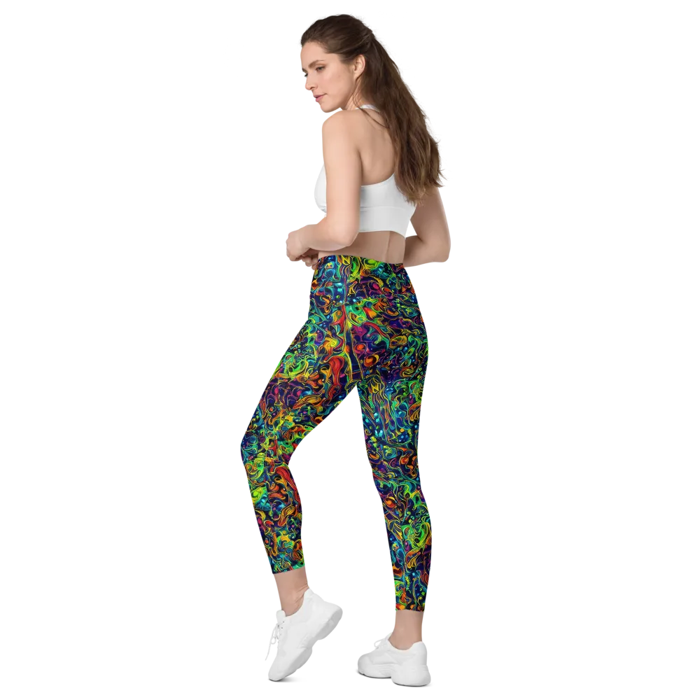 Liquid Kaleidoscope on Leggings with Pockets — Left Back