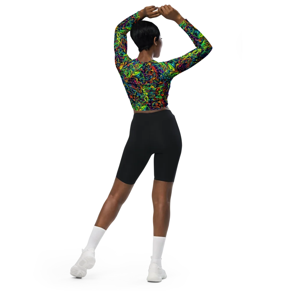 Liquid Kaleidoscope on Long Sleeve Crop Top — Back