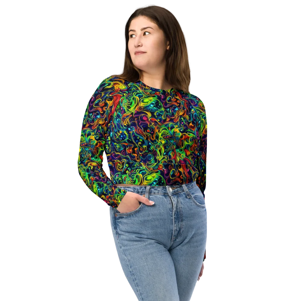 Liquid Kaleidoscope on Long Sleeve Crop Top — Front