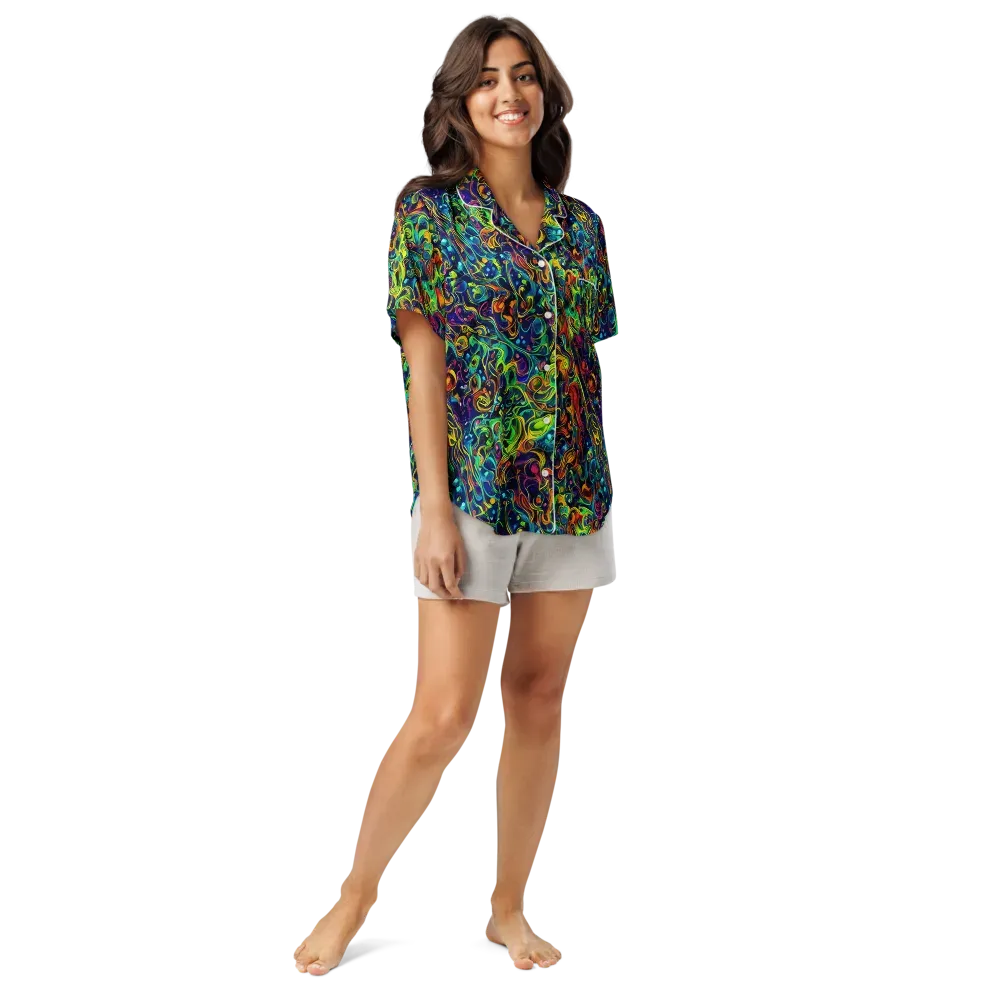 Liquid Kaleidoscope on Women's Short Sleeve Pajama Top — Front
