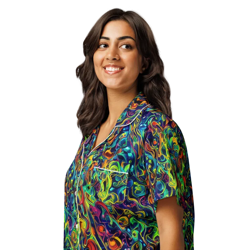 Liquid Kaleidoscope on Women's Short Sleeve Pajama Top — Left Front