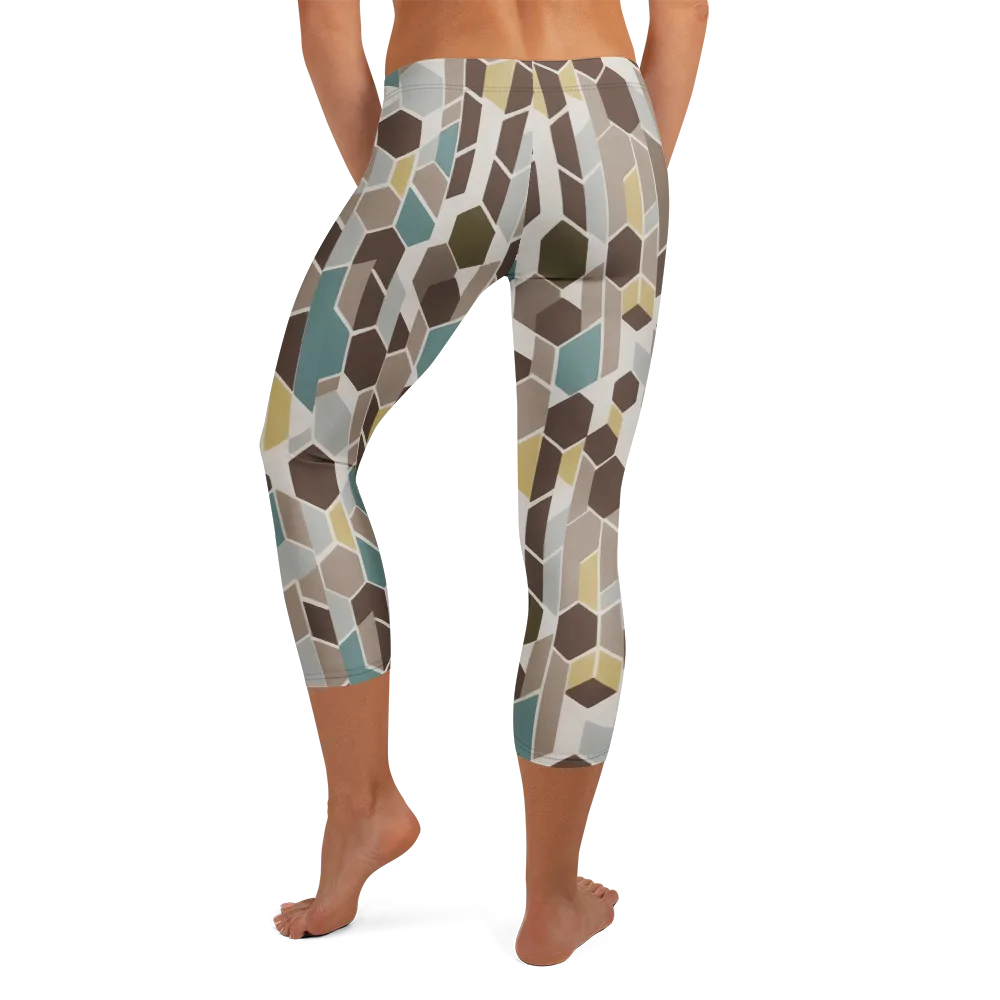 Cocoa Geometry on Capri Leggings — Back