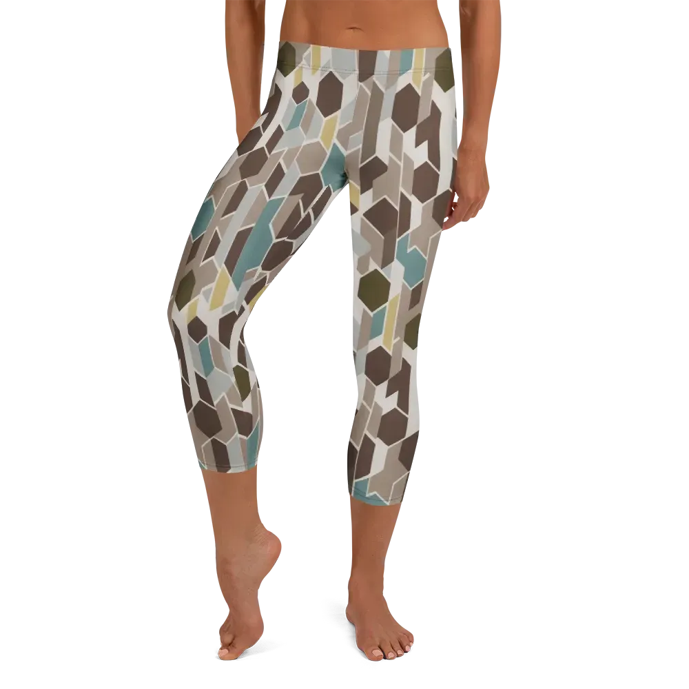Cocoa Geometry on Capri Leggings — Front