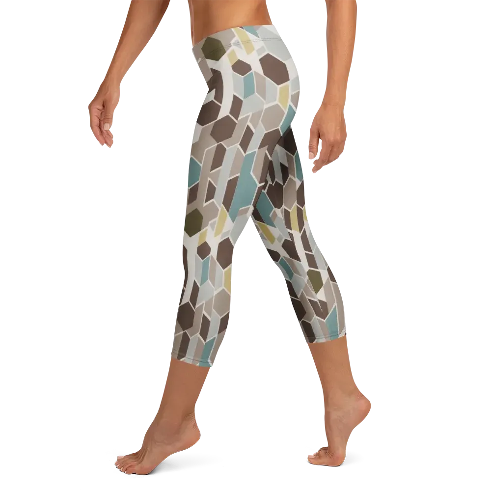 Cocoa Geometry on Capri Leggings — Left