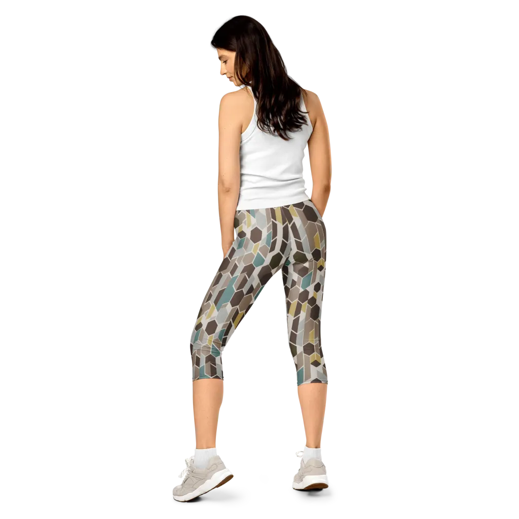 Cocoa Geometry on Capri Leggings — Back
