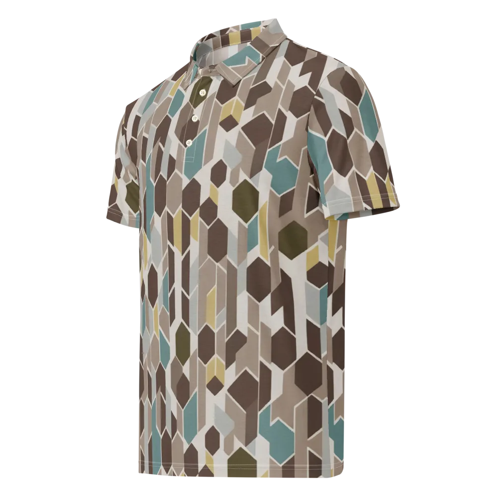 Cocoa Geometry on Men's Slim Fit Polo Shirt — Left Front