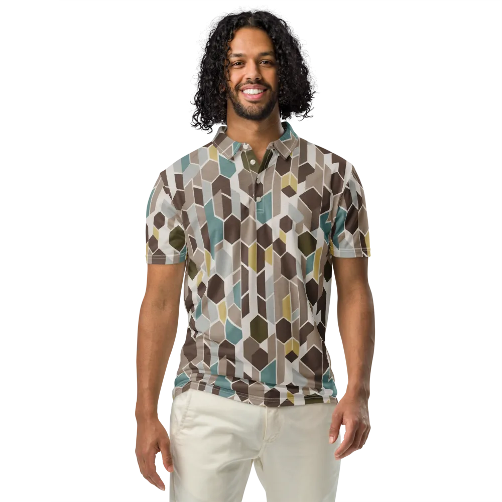 Cocoa Geometry on Men's Slim Fit Polo Shirt — Front