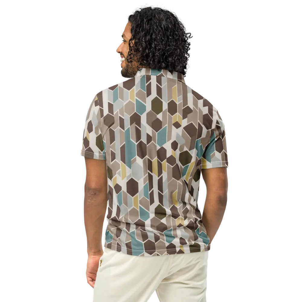 Cocoa Geometry on Men's Slim Fit Polo Shirt — Back