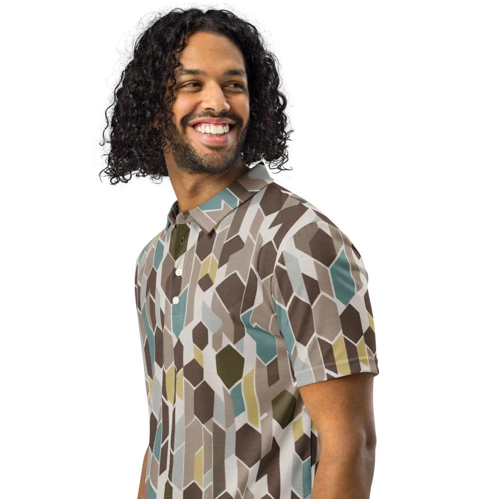 Cocoa Geometry on Men's Slim Fit Polo Shirt — Left Front