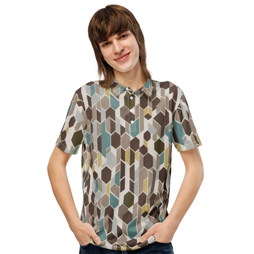 Cocoa Geometry on Men's Slim Fit Polo Shirt — Front