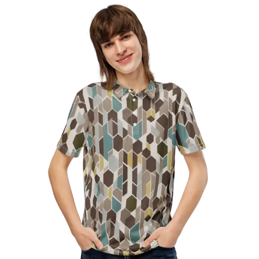 Cocoa Geometry on a Men's Slim Fit Polo Shirt