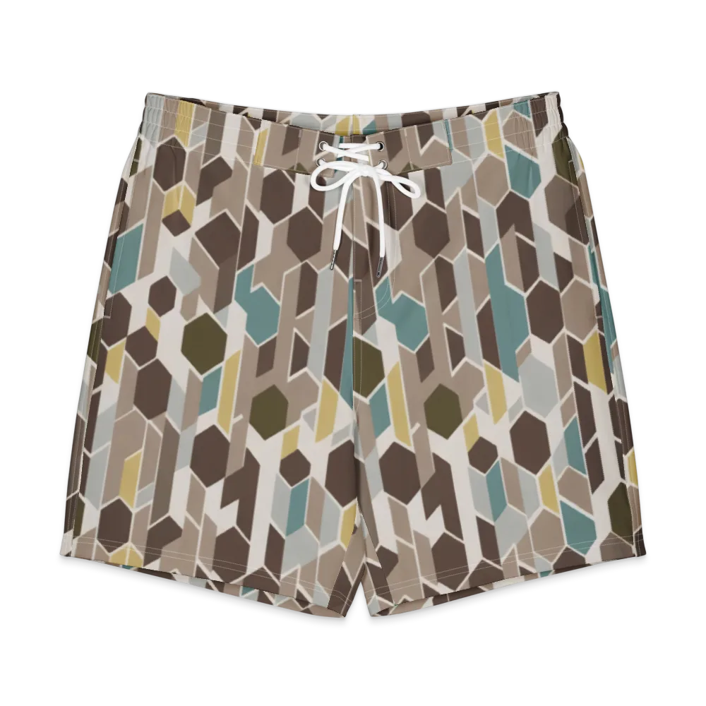 Cocoa Geometry on Men's Board Shorts — Front