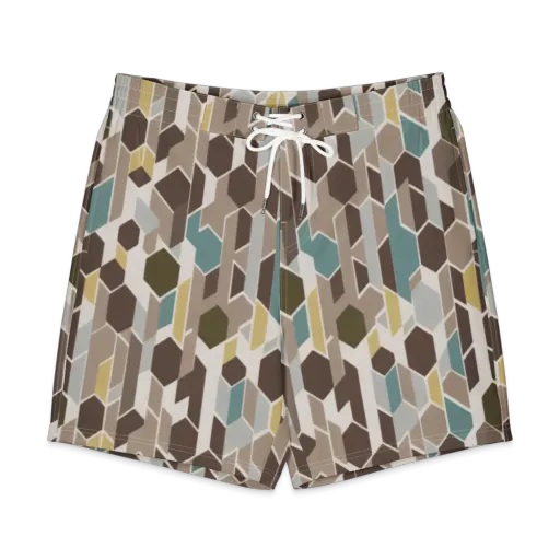 Cocoa Geometry on a Men's Board Shorts