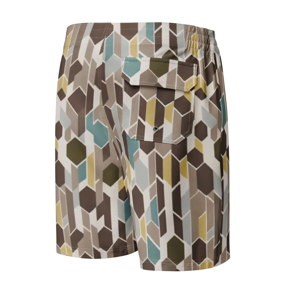 Cocoa Geometry on Men's Board Shorts — Back