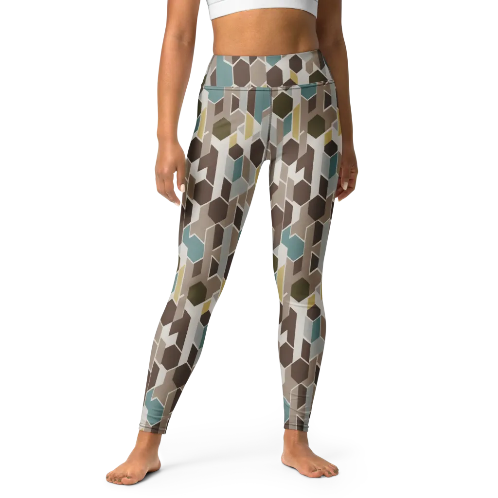 Cocoa Geometry on Yoga Leggings — Front