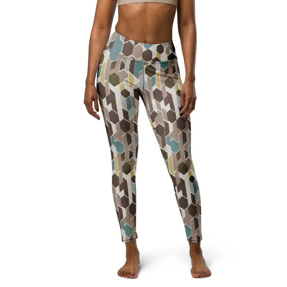 Cocoa Geometry on Yoga Leggings — Front