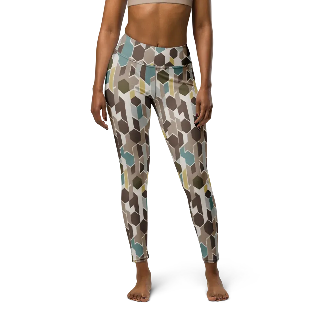 Cocoa Geometry on Yoga Leggings — Front