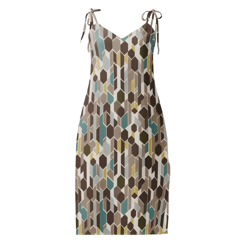Cocoa Geometry on Slip Dress — Front