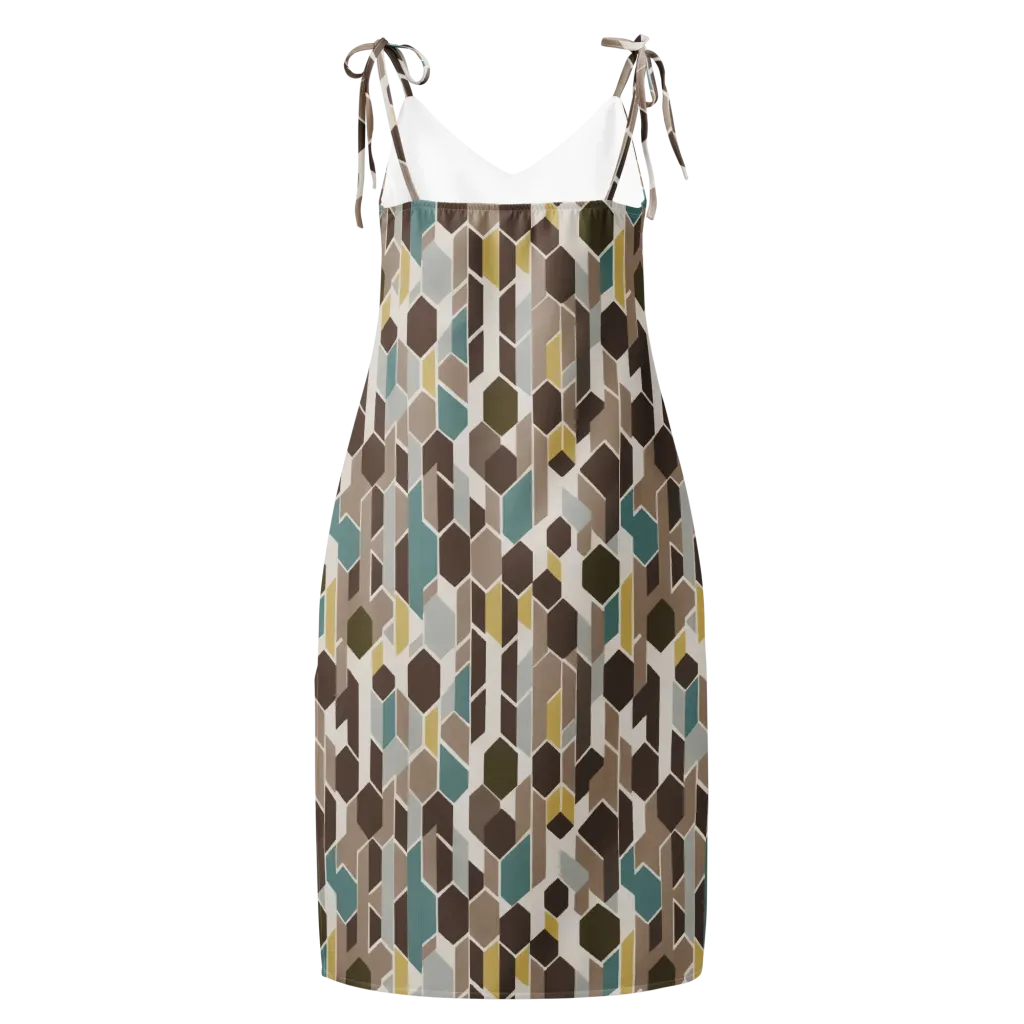 Cocoa Geometry on Slip Dress — Back
