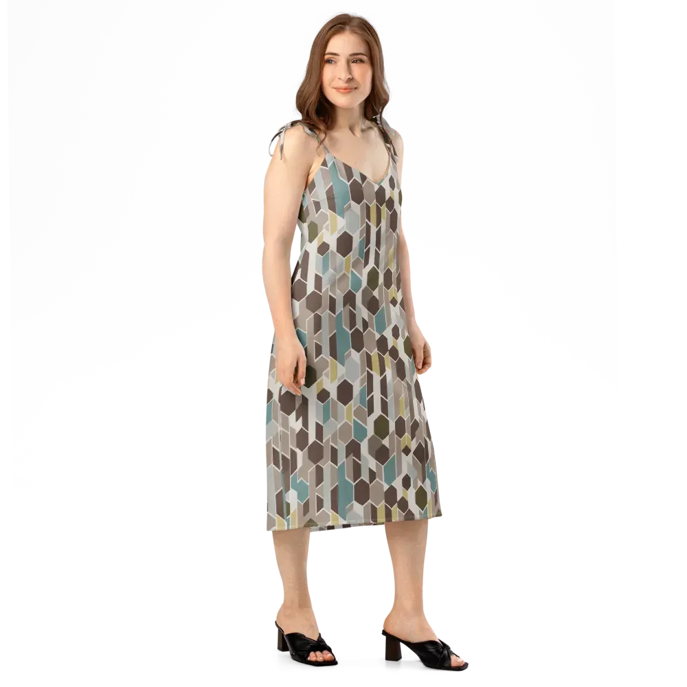 Cocoa Geometry on Slip Dress — Right Front