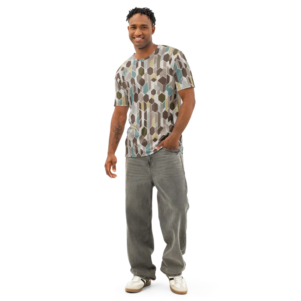 Cocoa Geometry on Men's Cotton Crew Neck T-Shirt — Front