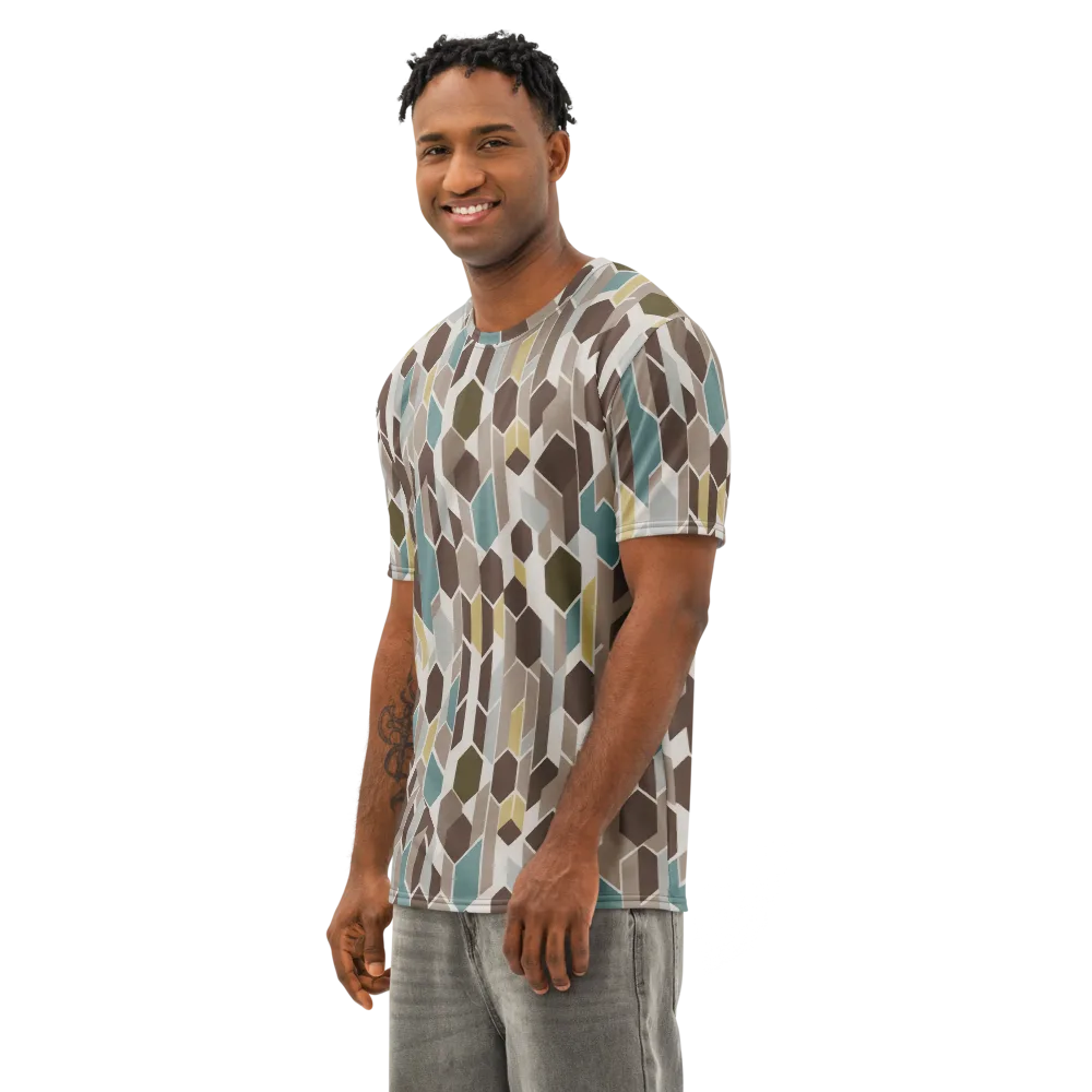 Cocoa Geometry on Men's Cotton Crew Neck T-Shirt — Left Front