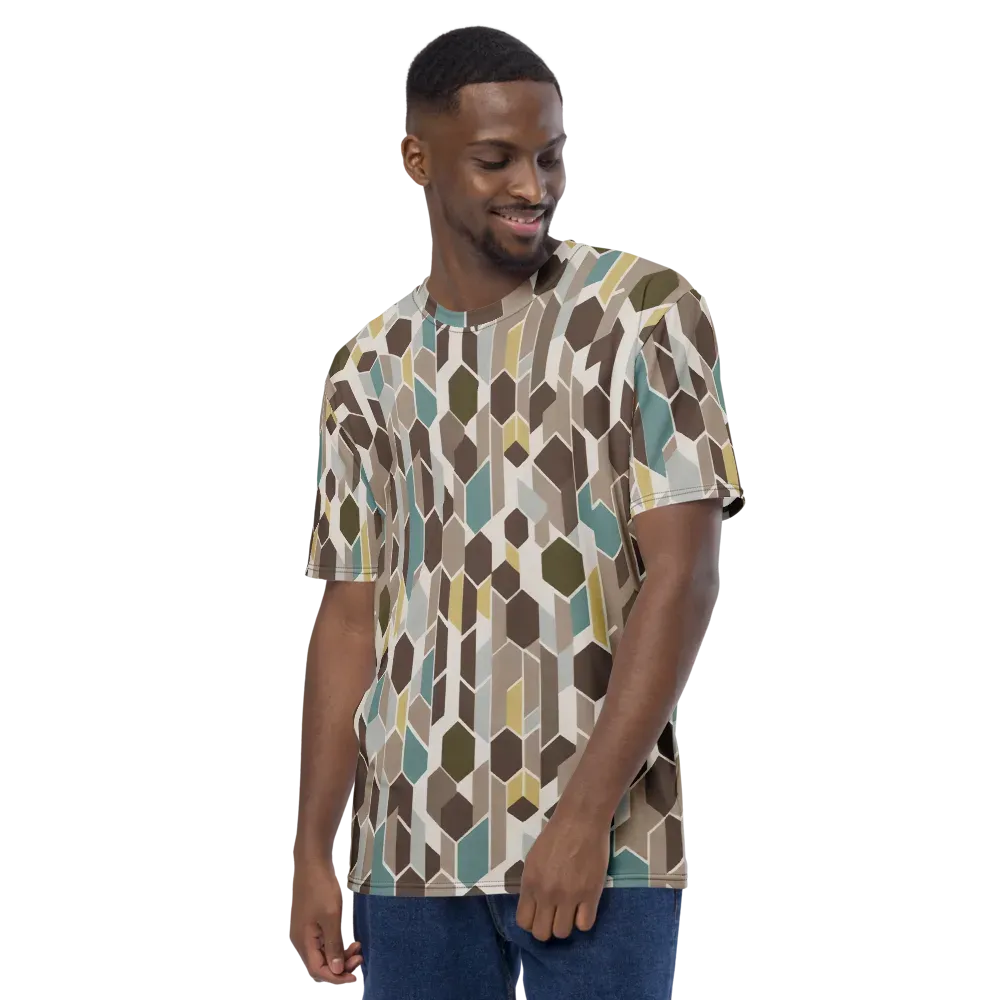 Cocoa Geometry on Men's Crew Neck T-Shirt — Left