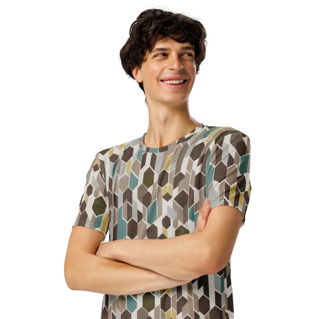 Cocoa Geometry on Men's Crew Neck T-Shirt — Left Front