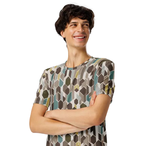 Cocoa Geometry on a Men's Crew Neck T-Shirt