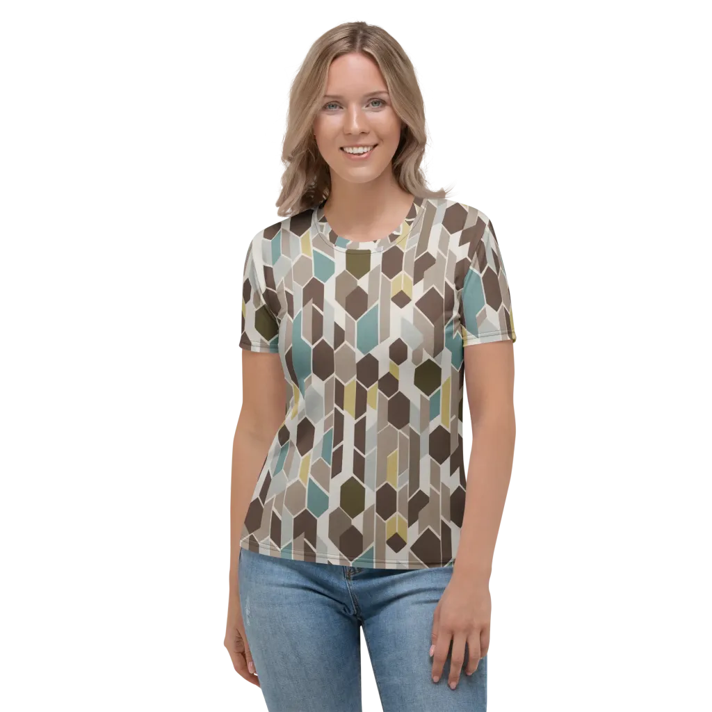 Cocoa Geometry on Women's Crew Neck T-Shirt — Front