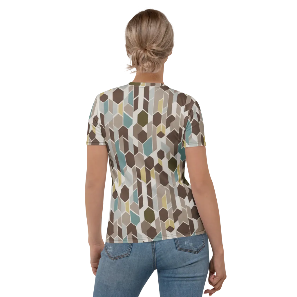 Cocoa Geometry on Women's Crew Neck T-Shirt — Back