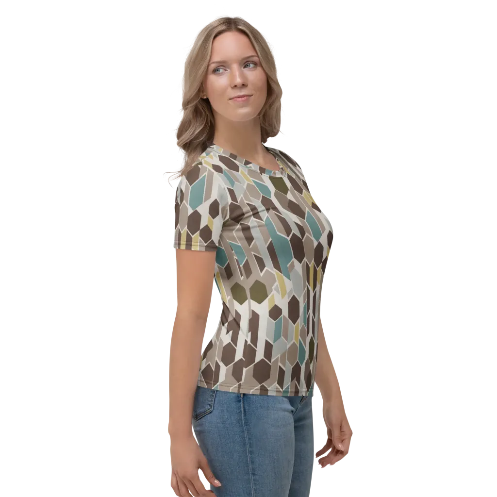 Cocoa Geometry on Women's Crew Neck T-Shirt — Right