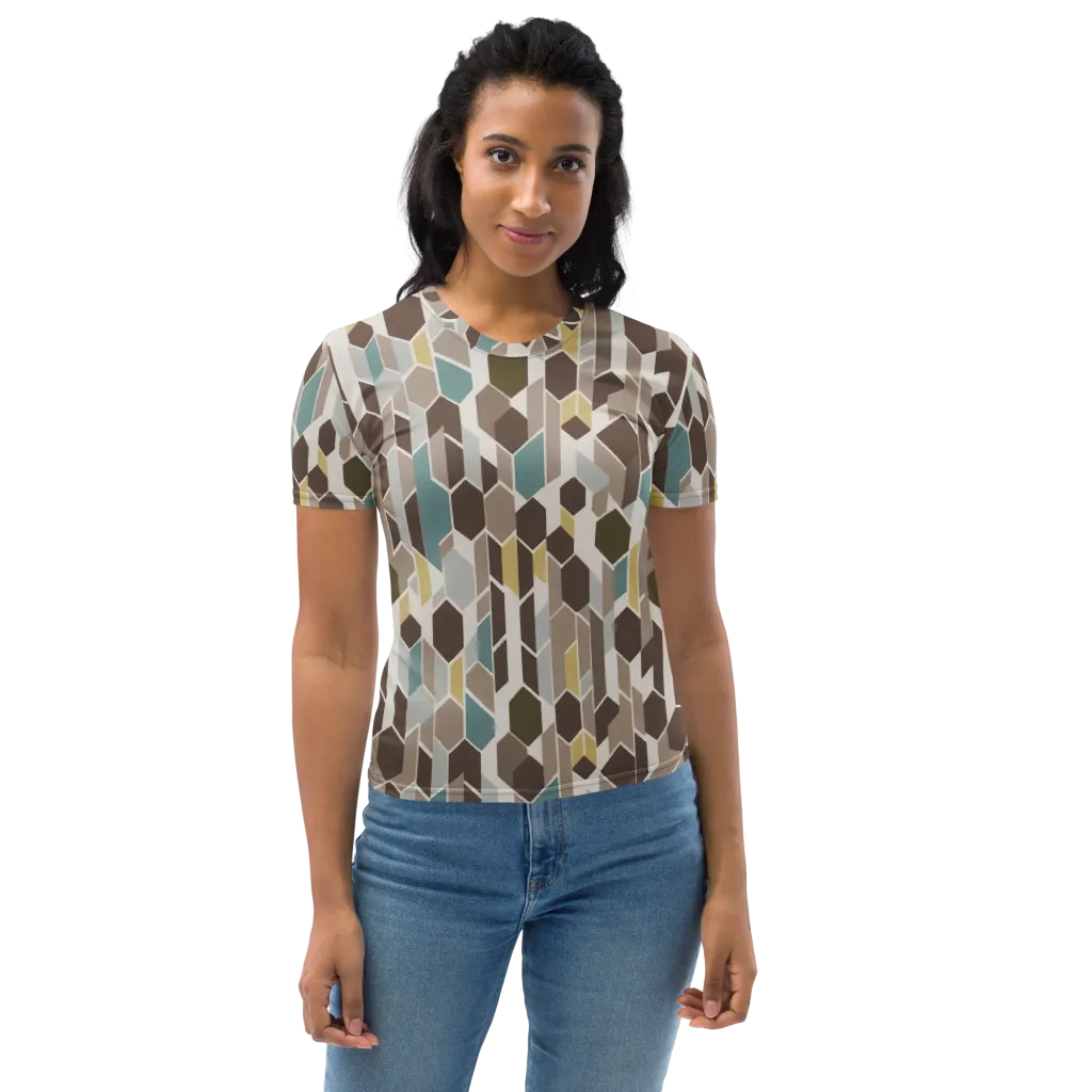 Cocoa Geometry on Women's Crew Neck T-Shirt — Front