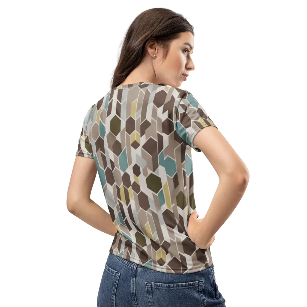 Cocoa Geometry on Women's Crew Neck T-Shirt — Back