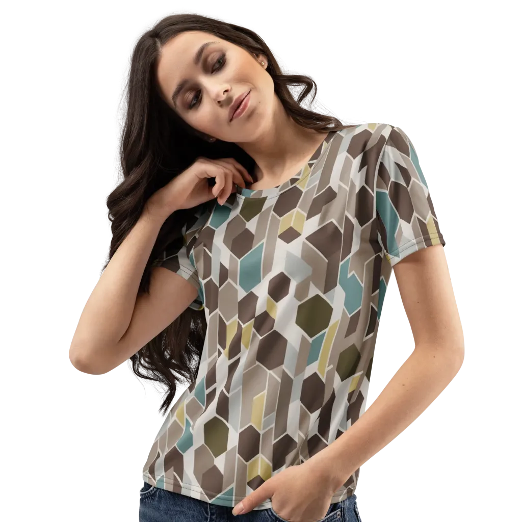 Cocoa Geometry on Women's Crew Neck T-Shirt — Left Front