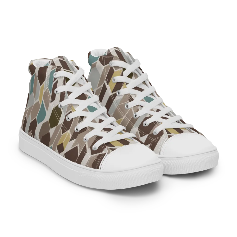 Cocoa Geometry on Women's High Top Canvas Shoes — Right Front