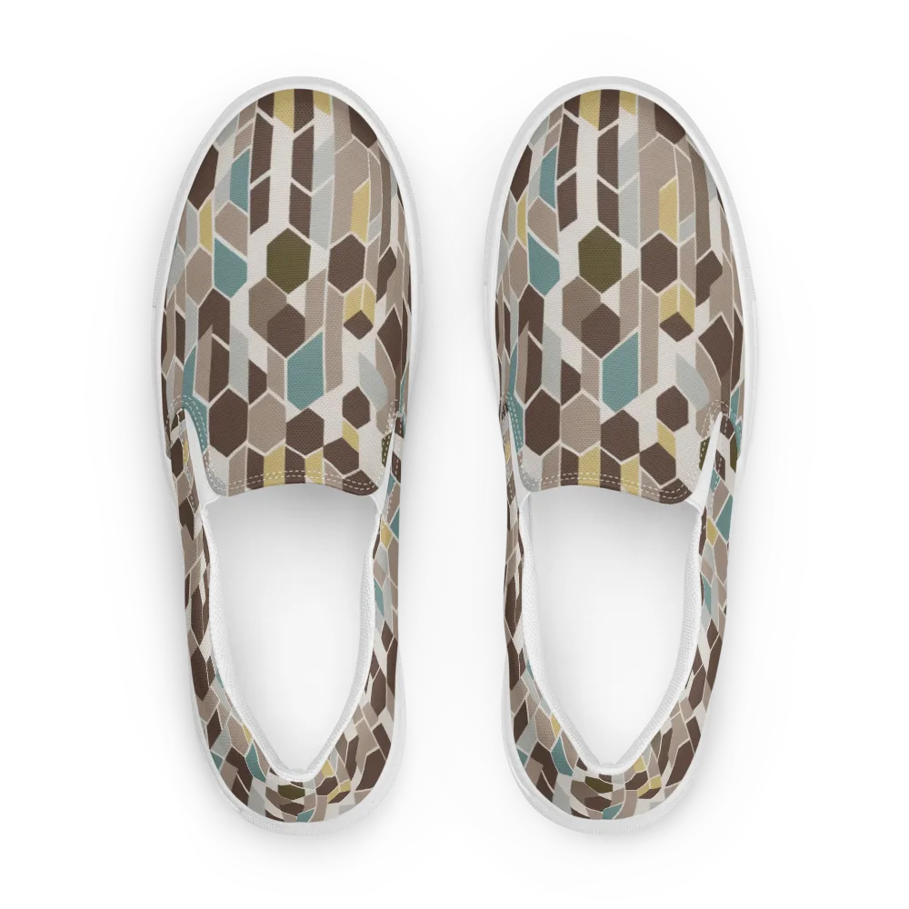 Cocoa Geometry on Men's Slip-On Canvas Shoes — Front