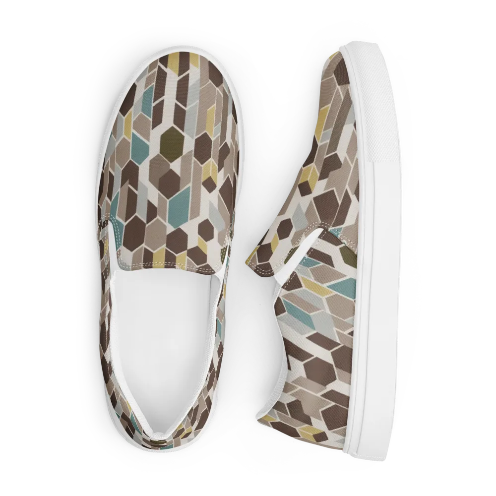Cocoa Geometry on Men's Slip-On Canvas Shoes — Front