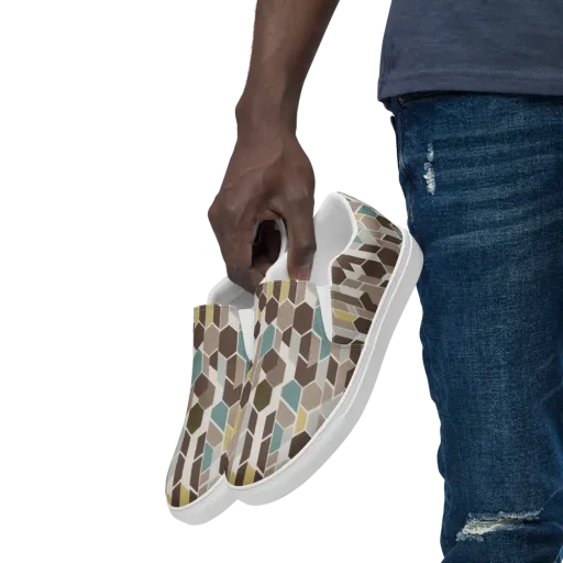 Cocoa Geometry on a Men's Slip-On Canvas Shoes