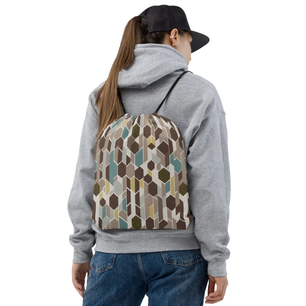 Cocoa Geometry on Drawstring Bag — Front