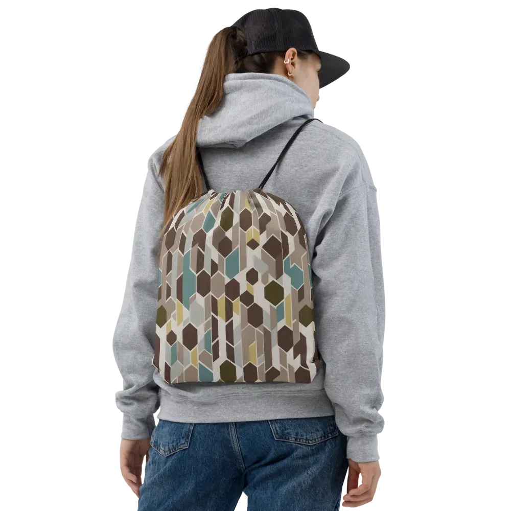 Cocoa Geometry on Drawstring Bag — Front