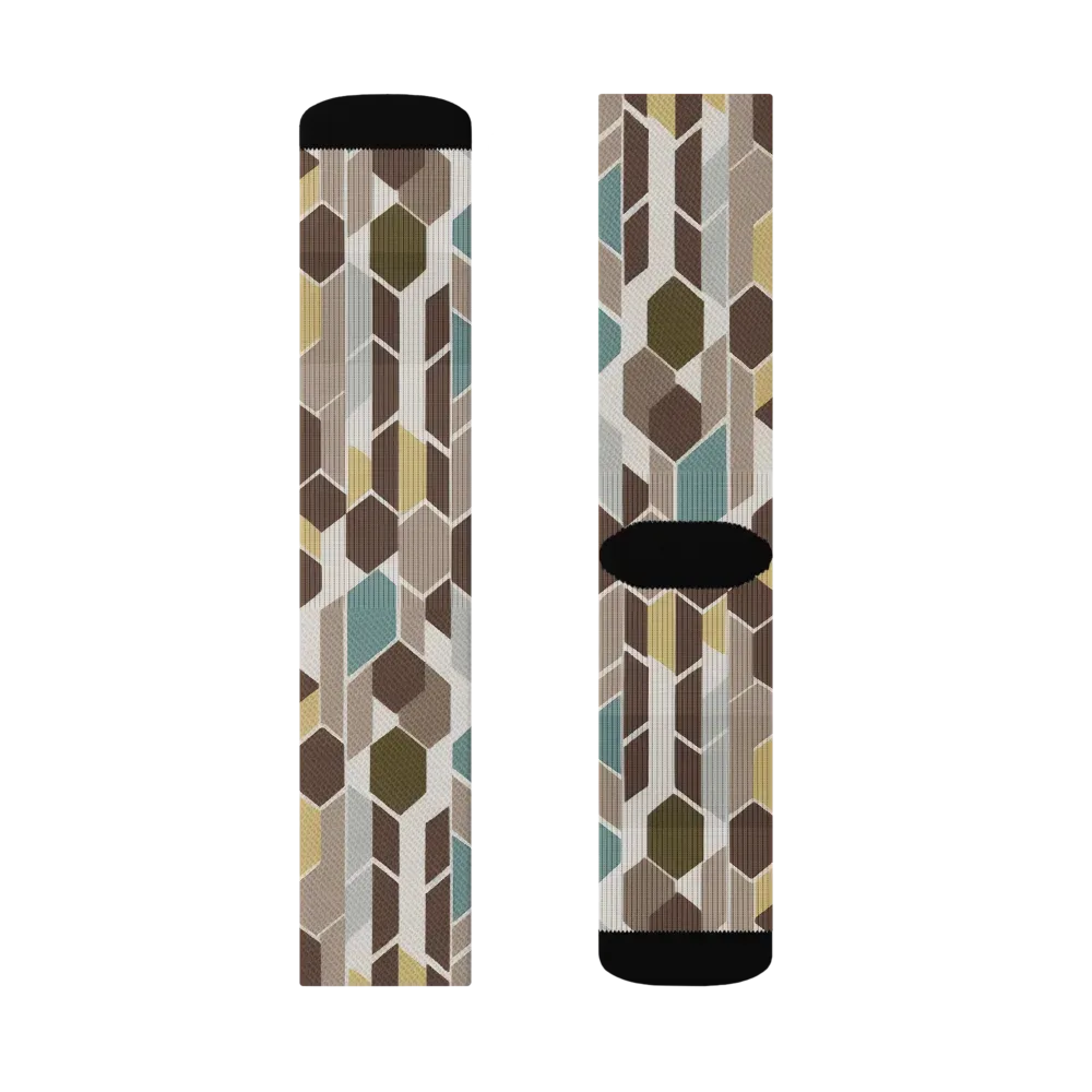 Cocoa Geometry on Socks — Right Sock