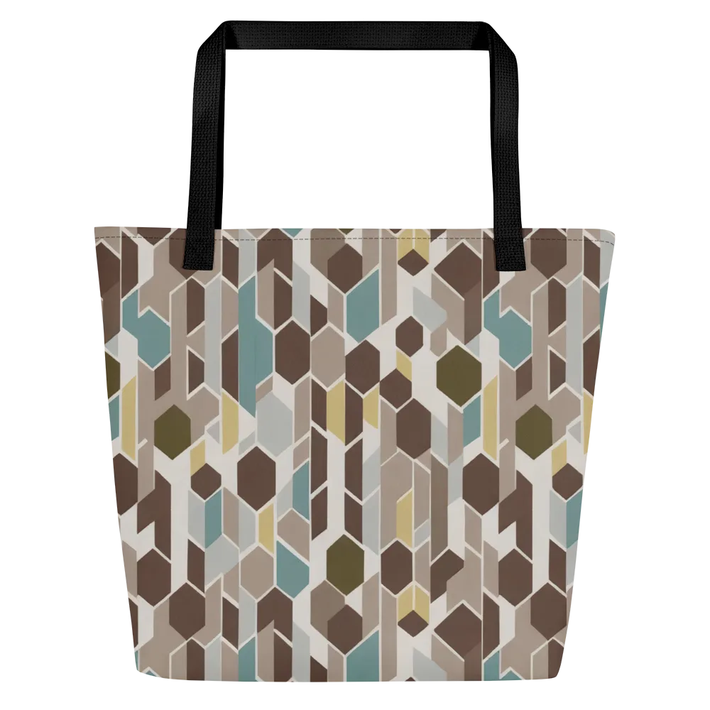 Cocoa Geometry on Large Tote Bag W/ Pocket — Front