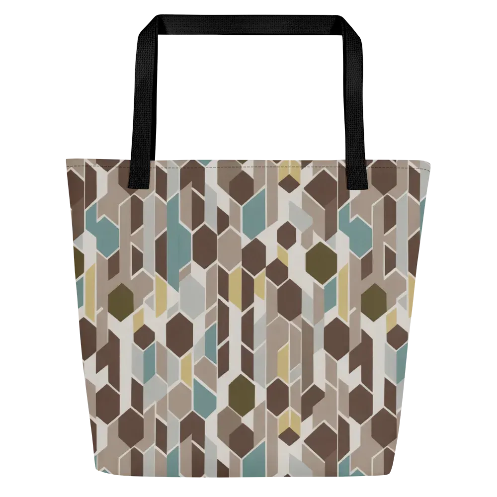 Cocoa Geometry on Large Tote Bag W/ Pocket — Front