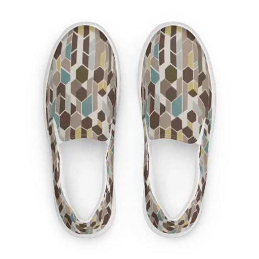 Cocoa Geometry on a Women's Slip-On Canvas Shoes
