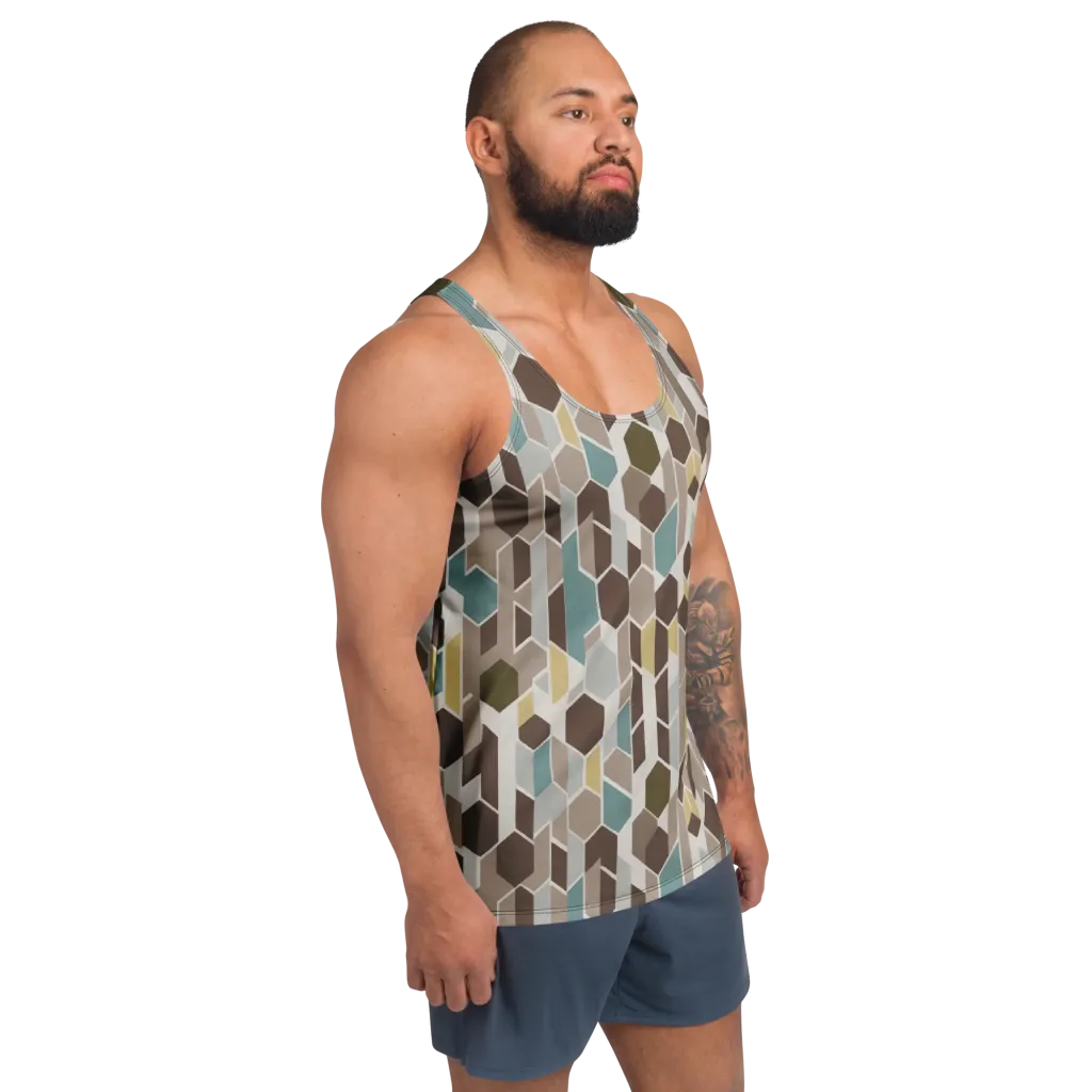 Cocoa Geometry on Men's Tank Top — Right Front