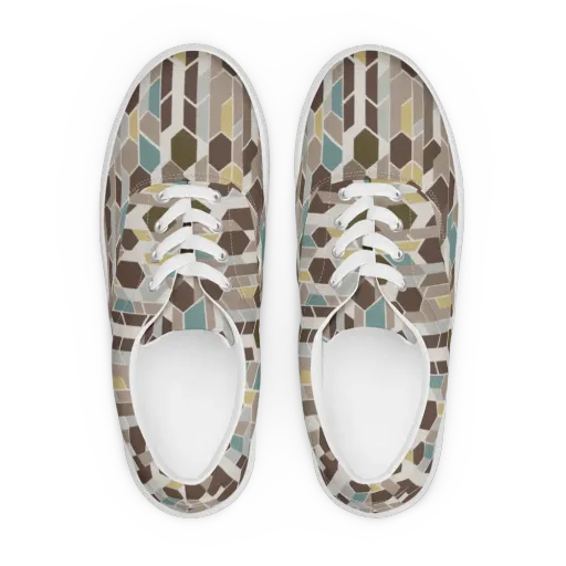 Cocoa Geometry on a Men's Lace-Up Canvas Shoes