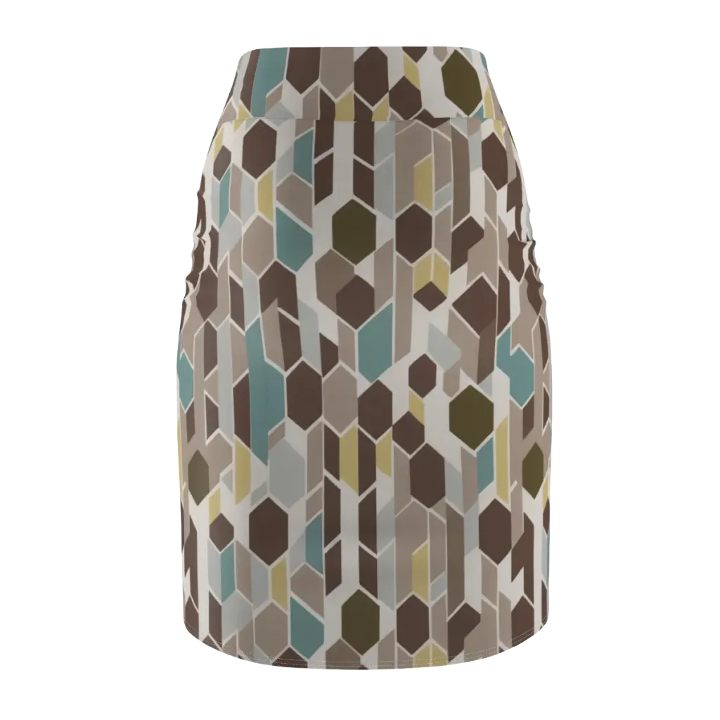 Cocoa Geometry on Pencil Skirt — Back