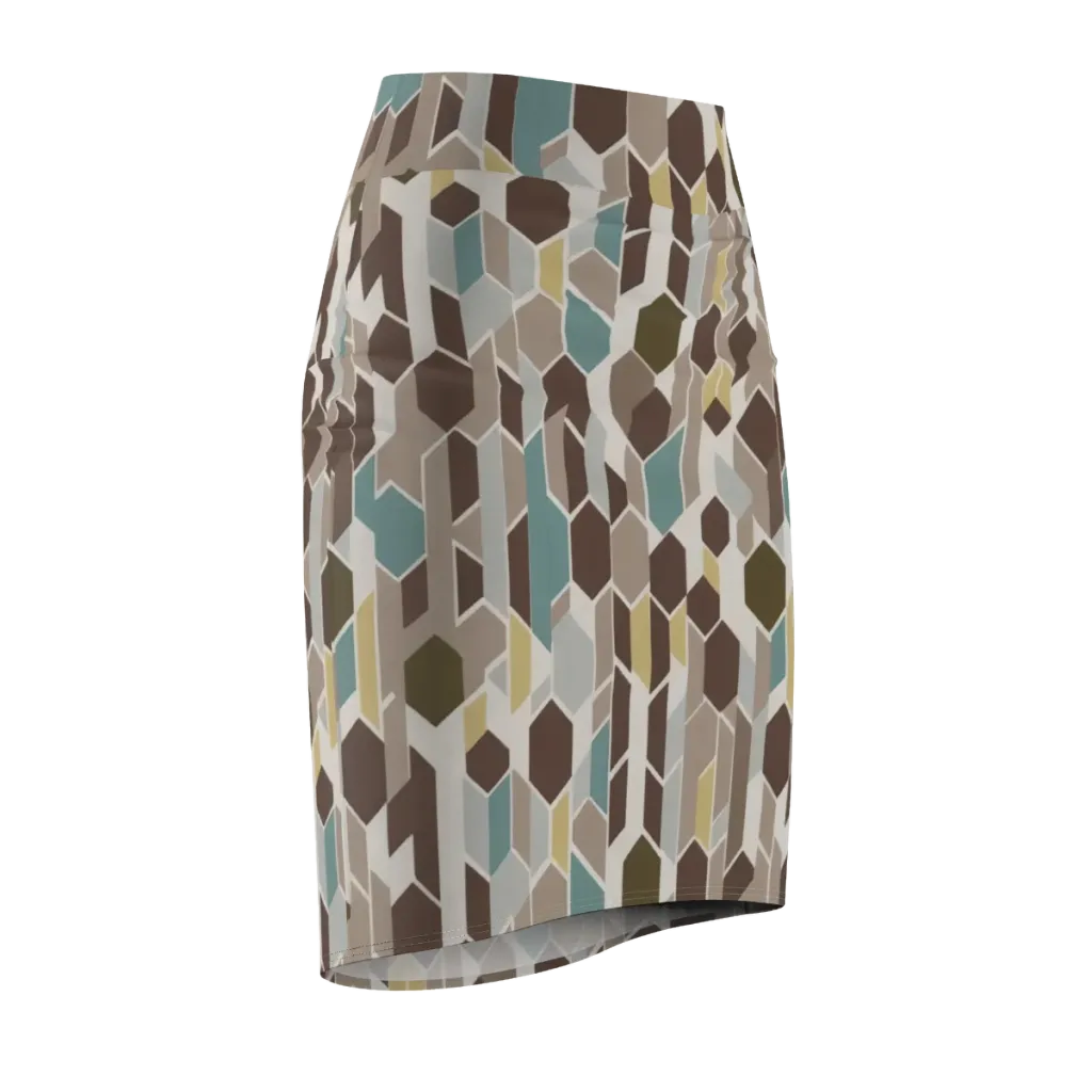 Cocoa Geometry on Pencil Skirt — Front Side