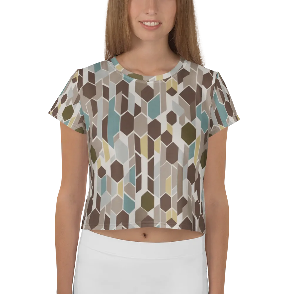 Cocoa Geometry on Crop Tee — Front
